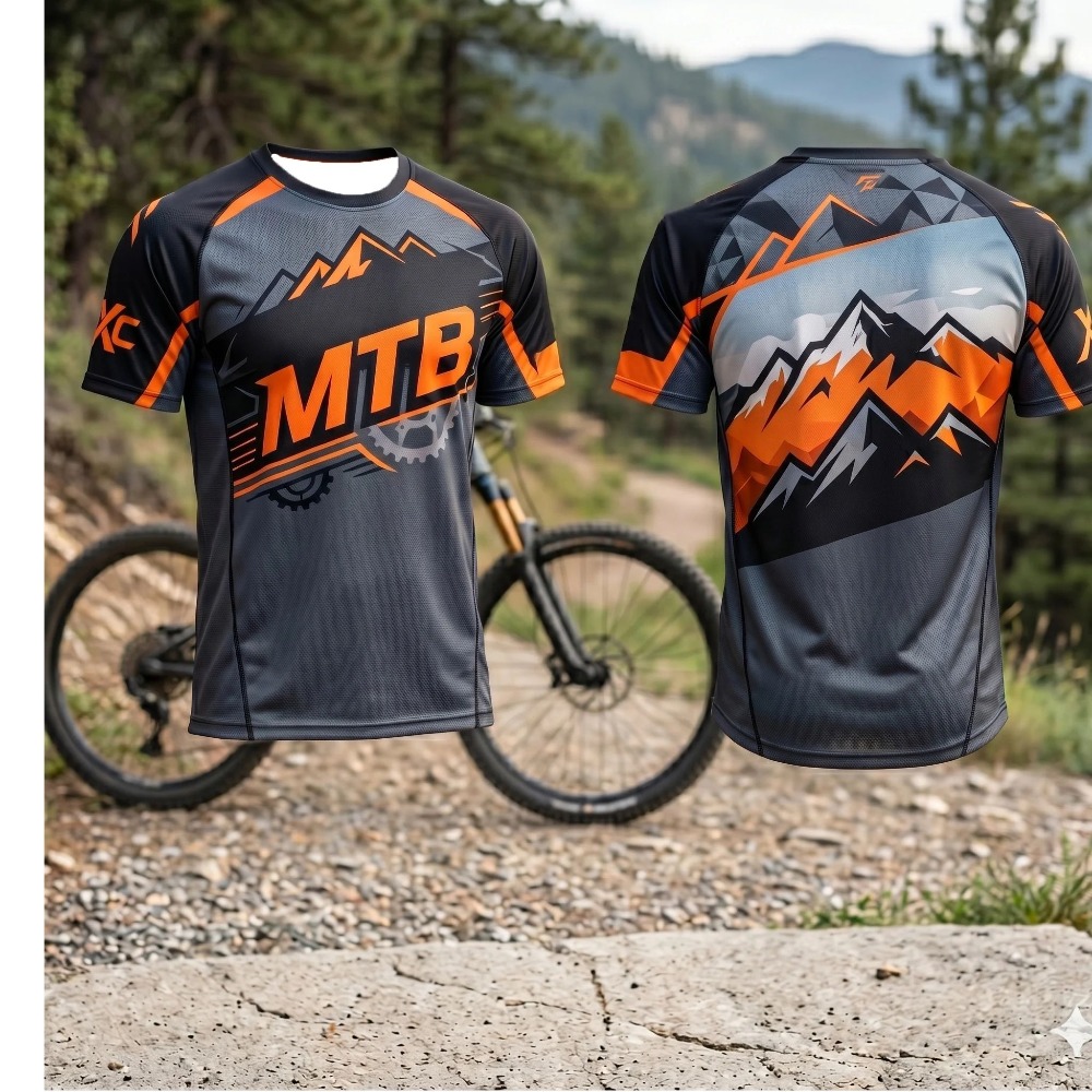 Xc Cycling Gear - Męska koszulka rowerowa MTB z nadrukiem,