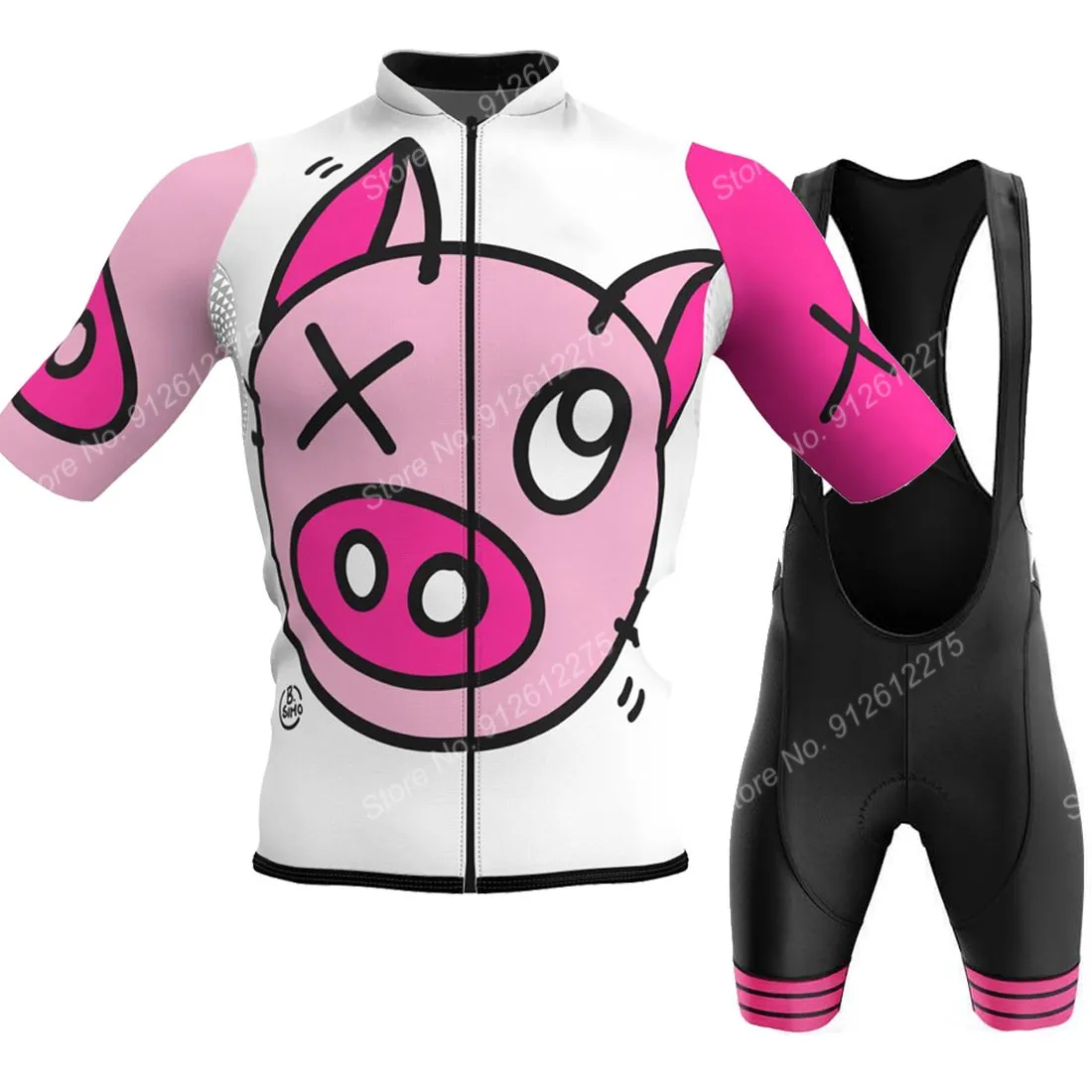 Cycling Bib Shorts - Zestaw Cartoon Comic Pig 2023 Koszulka