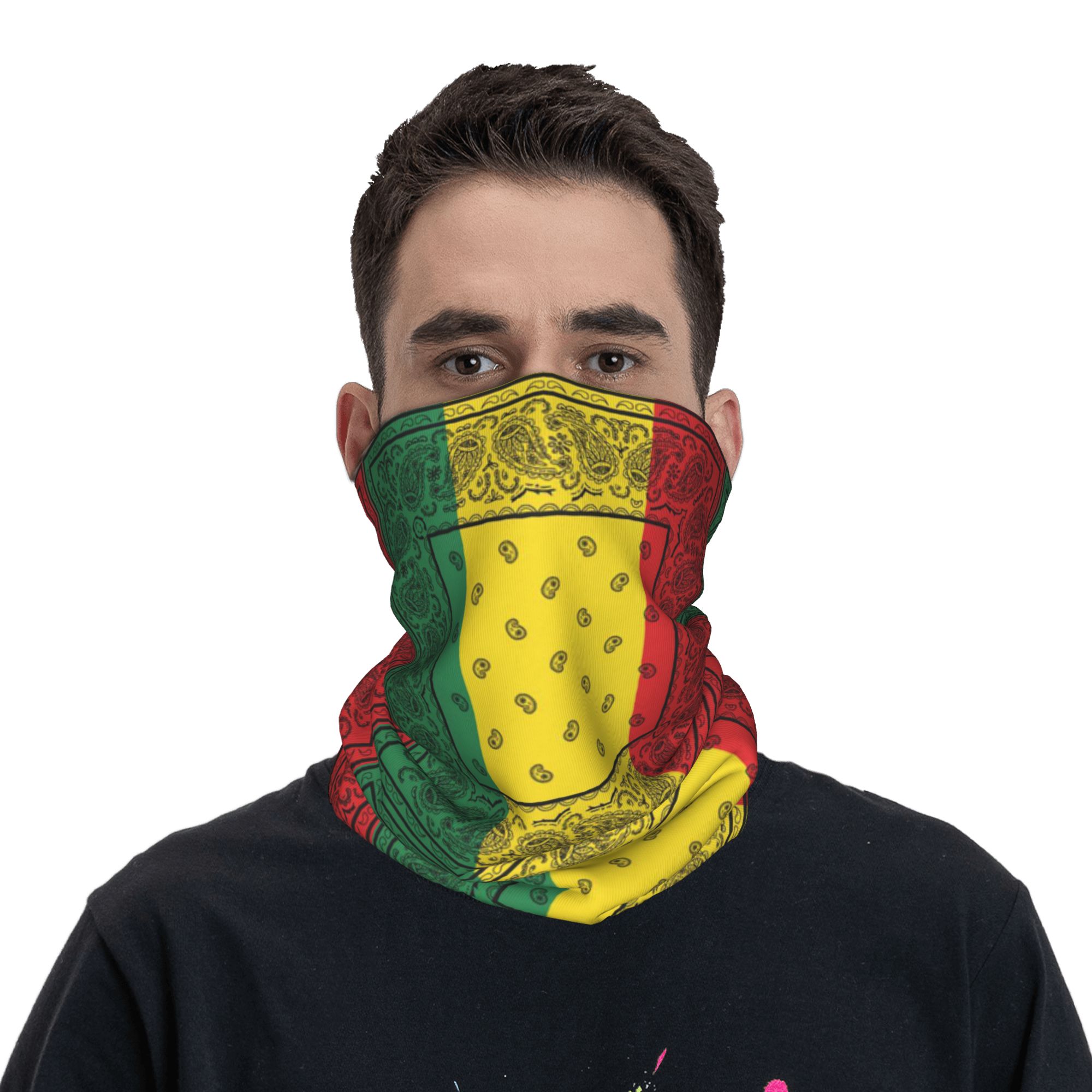 Cycling Headwear - Afrykańska Rasta Jamajska Paisley Bandana Komin